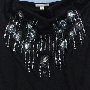 BR black silk tank with sequins, size 10
